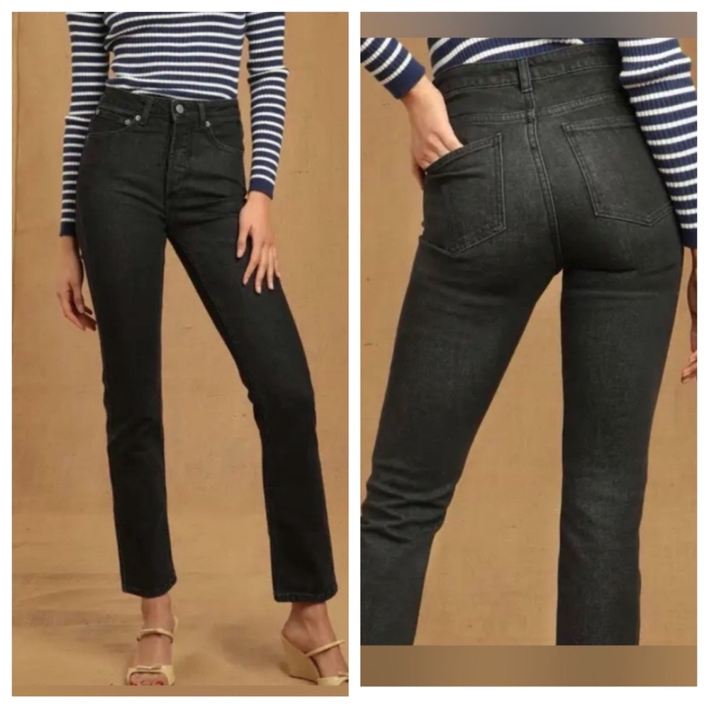 SALE Rouje Paris Odeon washed black high rise slim straight jeans